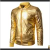 Męskie Kurtki Hurtownie Trend Metallic Królewska Niebieska Kurtka Menwomen Bomber Veste Homme Night Club Moda Slim Zipper Baseball Varsity ZM Rai2z