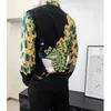 Men's Casual Shirts Luxury Men Flower Shirt Peacock Print Korean Slim Fit Social Camisa Long Sleeve Night Club Mens Button