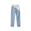 C Family 2021 Herfst Winter Gradient Hollow-out Jeans Vrouwelijke Cel Split Design Losse Broek Stijl