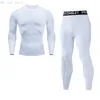 Conjunto térmico Compressão Homens Longa Roupa Underwear Suit Rashguard Inverno Branco Primeira Camada Primeira Camada Talés T-shirt + Leggings 2pc Set Homens 211211