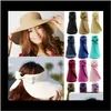 Kapaklar Şapka, Atkılar Eldiven Aessories JCH Moda Yaz Şapkalar Kadınlar Için Lady Katlanabilir Roll Up Sun Plaj Geniş Brim St Visor Şapka Cap ile Mti-