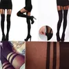 Hot Selling Sexy Women Black Fake Garter Belt Suspender Tights Over The Knee Hosiery Stockings Gifts Wholesale X0521