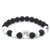 Färger hund charms svart lava sten armband diy eterisk olja diffuser armband yogamycken pärlstrands314y
