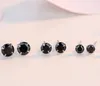 Mode smycken 925 Sterling Silver Black Sapphire Cz Diamond Gemstones Solitaire Women Wedding Party Men Stud Earring WJL32646834424