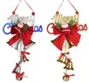 Christmas Bell Hanging Decoration Pendant with Bow-Knot Santa Claus for XMAS Tree Door Windows Fireplace Wall Decor