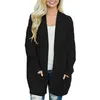 Kvinnor Long Cardigan med fickor Storstorlek Stickning Tröjor Vinter Kläder Pull Pull Femme Manche Longue Fall Fashion RZ * 210922