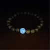 Azul luminoso brilho no escuro ajustável pedra pulseira masculino sândalo natural buda rosário manual feminino jóias frisado stra293c