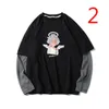 Korea Ins Dark Black Retro Hip Hop Stitching Långärmad T-shirt Lös vild 210420
