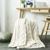 Regina Khaki Beige Wol Gewicht Deken Twist Streep Dikke Garen Bed Sofa Chunky Knit Deken Home Decor Haak Zachte Zomer Quilt