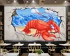 beibehang anpassade personlighet tapeter pos el Dining dekoration väggmålningar 3d retro crayfish matbakgrund wall2868367