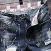 Luren Men's Graffiti Ripped Denim Shorts 2021 Summer Personality Fashion Retro Slim Classic Hole Short Jeans Male Brand Clothes X0628