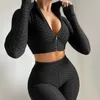 Kit de sport Femmes Survêtements Sexy Tight Run Motion Girlish Sportswear Marche Yoga Maison Boxe Rue Fille Ventre Exposé Vêtements À Manches Longues Manteau Shorts Été