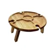 Wooden Outdoor Wine Table Folding Picnic-table With Glass Holder 2 In 1 Wine Glass Rack Outdoor Portable Picnic Folding