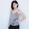 Summer tops Sexy Silk Blouses Women Shirts Sleeveless V neck Blouse Crop Top Camis Female blusa feminina plus size 210507