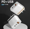 12W 듀얼 포트 충전기 유형 C PD 2.4A USB 벽 충전기 스마트폰용 미국 AC 전원 어댑터