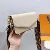 Złoty Łańcuch Crossbody Torba Kobiety Flap Messenger Handbag Qulaity Flip Portfel z dwoma odłącznymi kieszeniami Klasyczny Trzy kawałek