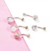 Sexy 316L Acier Chirurgical Bar Nombril Anneaux Femmes Boule De Cristal Filles Nombril Piercing Barbell Boucle D'oreille Pierre Corps Bijoux ensemble