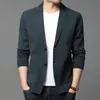 Takım elbise erkekler örme ceket rahat moda şerit hırka ceket Kore katı blazer dış giyim erkek giyim casaco masculino 211221