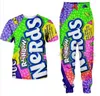 Groothandel - 2022 Nieuwe Mode Casual Snack 3D All Overdruk Trainingspakken T-shirt + Joggers Broek Pak Dames Mannen @ 059