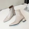 Stivaletti Donna Scarpe a punta Tacchi spessi Donna Cerniera Tacco alto Caviglia Donna Autunno Inverno Albicocca 210517