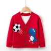 Zimowy Nowy Sweter Boys Cardigan V Neck Cartoon Zwierzęta Wzór Baby Pullover Topy Outwear Dzianiny Płaszcze Ciepłe Dzieci Ubrania Y1024