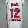 Nikivip Vlade Divac # 12 KK rétro Crvena zvezda Roja maillots de basket-ball hommes cousus personnalisés avec n'importe quel numéro