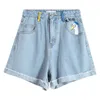Inman Summer Graphic High Waist Pantacourt Kawaii Duck Skriv ut Bomull Material Vitality Fashion Loose Shorts Demin Jeans 210629
