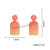 패션 폴리머 점토 수제 일출 오렌지 색상 큰 매달려 펜던트 쥬얼리 여성 기하학적 귀걸이 여성 쥬얼리