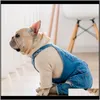 Apparel Supplies Hem Garden Drop Leverans 2021 Fransk Bulldog Denim Pet Kläder Jumpsuits Höst Vinter Hundar Husdjur Kläder för hundrock JA