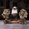 VILEAD Modern Simulated Animal Figurines Eagle Wolf Tiger Lion Horse Statue Home Office Decoration Living Room Interior Crafts 211108