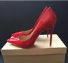 Mode femmes chaussures bas rouges talons hauts Sexy bout pointu 8cm 10cm 12cm pompes viennent avec des sacs à poussière chaussure de mariage