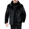 Men's Fur & Faux Autumn Winter Mens Mink Hooded Coat Short Black Plush Fluffy Male Plus Size Jackets Warm Overcoat Men