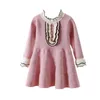 Robes de filles pour automne bébé coton tricoté robe de pull avec oreilles en bois 2020 nouveau printemps automne robe princesse 4-10 ans g1129