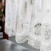 American Kitchen Curtain White Luxury Short Curtain with Embroidery Flowers Pastoral Door Coffee Half Curtain Window Decor 211203