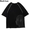 Cabeça da linha fora do ombro t-shirt dos homens do verão V-pescoço tshirts Homens preto cáqui tshirt 210603
