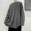 Men's T-Shirts Spring Autumn Thin Plain Simple Base T-Shirt Oversize Loose Style Harajuku Casual Long Sleeve Clothes Funny Co203B