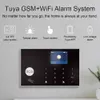 Tuya – Kit de système d'alarme anti-cambriolage intelligent, WiFi, GSM, sécurité domestique, 433MHz, avec détecteur de fumée et d'incendie sans fil