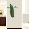 カラフルな動物孔雀の枝の羽ウォールステッカー 3d ビビッドウォールステッカー家の装飾アートデカールポスター動物家の装飾 Y0805