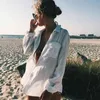 Biała bawełniana tunika bikini okładki sexy lato plaża nosić pływanie garnitur pokrywa przyczynowe kobiety topy szałą de Praia Pareo Q1069 210420 \ t