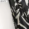 Zevity Women Sexy Off Shoulder Animal Pattern Print Chiffon Smock Blouse Office Lady Breasted Shirt Chic Blusas Tops LS7448 210603