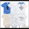 JumpsuitsRompers kläder baby moderskap droppe leverans 2021 baby bomull triangel rompers 30 kortärmad solid tecknad brevband tryckt
