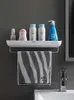 Étagère murale de salle de bain organisateur de douche porte-shampooing mural avec porte-serviettes sans perçage rangement de cuisine accessoires de salle de bain 210724