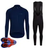 Printemps Automne RAPHA Team Hommes Maillot de cyclisme Ensemble Chemises à manches longues Pantalons à bretelles Costume VTT Tenues de vélo de course Uniforme de vélo en plein air 226Q