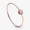 Fine jewelry Authentic 925 Sterling Silver Bead Fit Pandora Charm Bracelets CPink Swirl Bangle Rose Gold Bracelet Safety Chain Pen236q