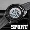 SKMEI Многофункциональный спортивный мужские часы Светодиодная подсветка Водонепроницаемые мужчины Цифровые наручные часы PU кожаный ремень простой Reloj Hombre 1638 Q0524