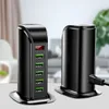 5 USB-portar Multi Charger 20W PD Multifunktion Desktop Digital Display Wall Snabb Laddstation för US / EU / UK-kontakt