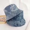 Geniş Memlu Şapkalar Denim kova şapka Kadınlar Mavi Baskı Koruma Nedensel Soild Dome Fishman Dış Moda Çift Tarde Kapaklar Delm22