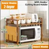 Andere keuken, eetbar Home Garden 2/3 Laag Bamboe Microwave Plank Hoogte Verstelbaar Rek Keuken Spice Organizer Opslag keukengerei H H