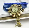 Vintage corde bracelets horloge femme montres hibou pendentif bracelet montre dame personnalité alliage cuir montre-bracelet pour cadeau de noël