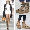 Sommar Vit Wee Espadrilles Kvinnor Sandaler Öppna Toe Gladiator Sandaler Kvinnor Lace Up Kvinnor Plattform Sandaler Zapatos de Mujer x0526